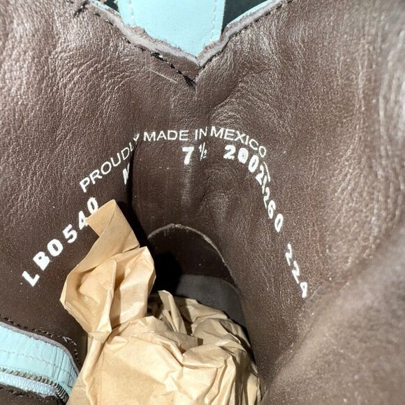 Lane COSSETTE Womens Cowboy Bootie 7.5 Blue Cowgirl Western Short Ankle Boots - Picture 9 of 11